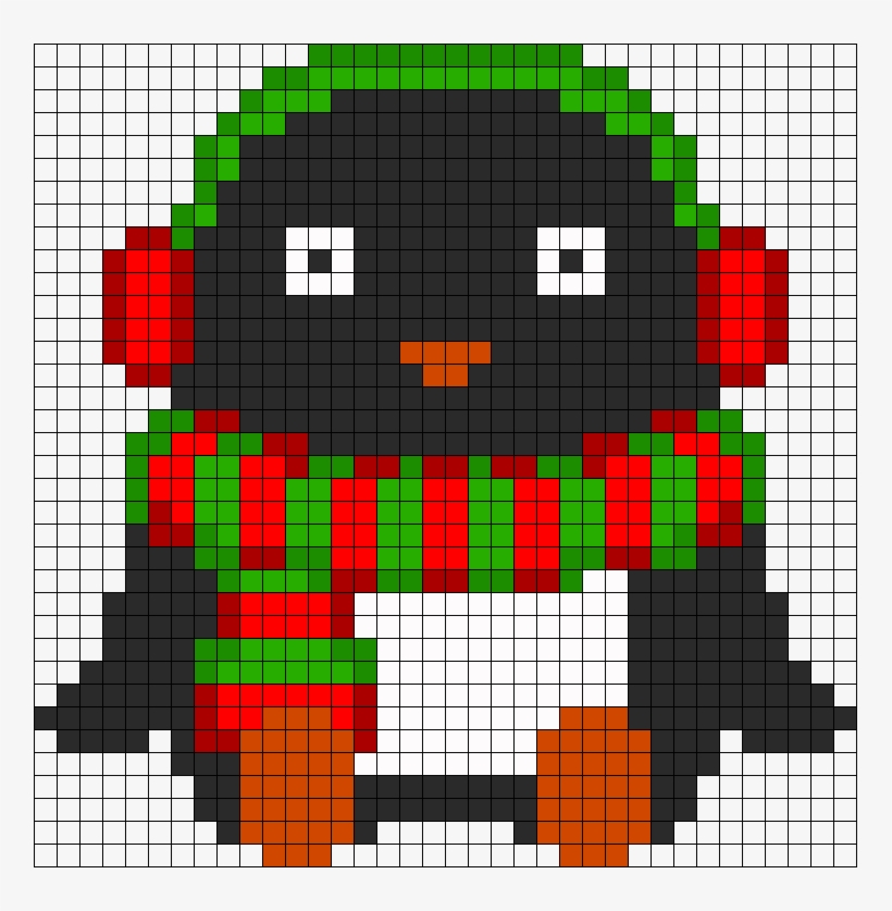 Christmas Penguin Perler Bead Pattern / Bead Sprite - Bead, transparent png #1053936