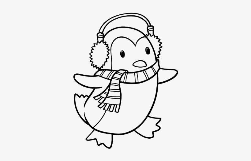 Cute Christmas Penguin Coloring Pages - Holiday Penguin Clip Art, transparent png #1054264