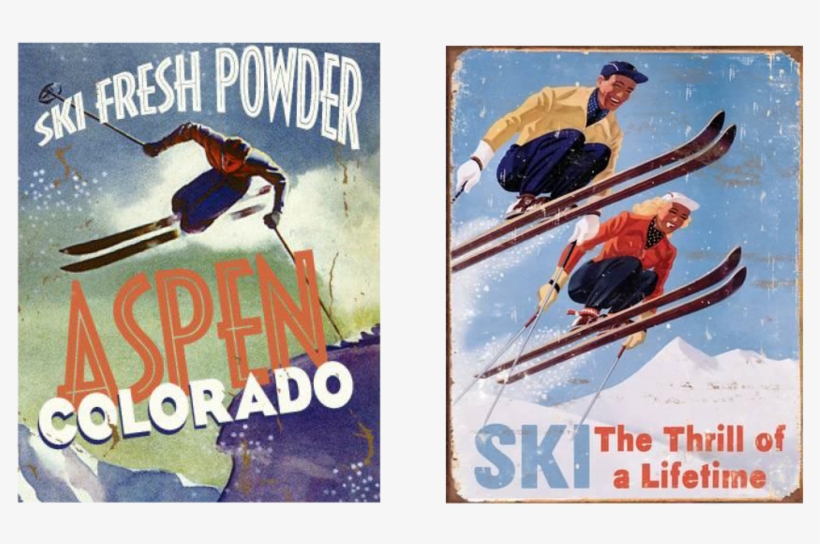 Vintage Poster Slides - Ski Posters Retro Aspen Colorado, transparent png #1054888