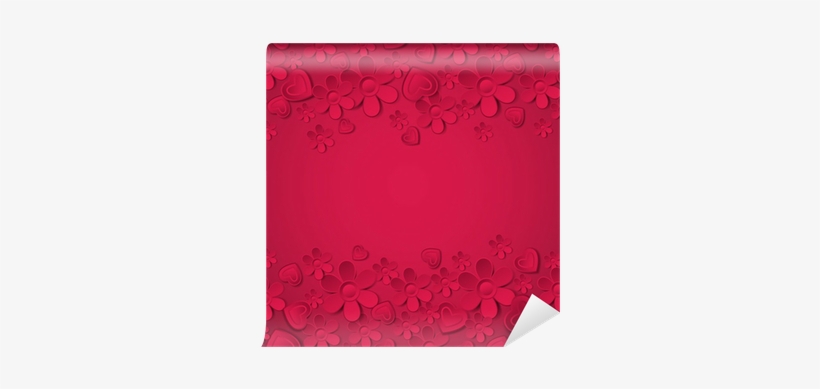 Red Valentine Background With Many Flowers, Vector - Greeting Card, transparent png #1054963