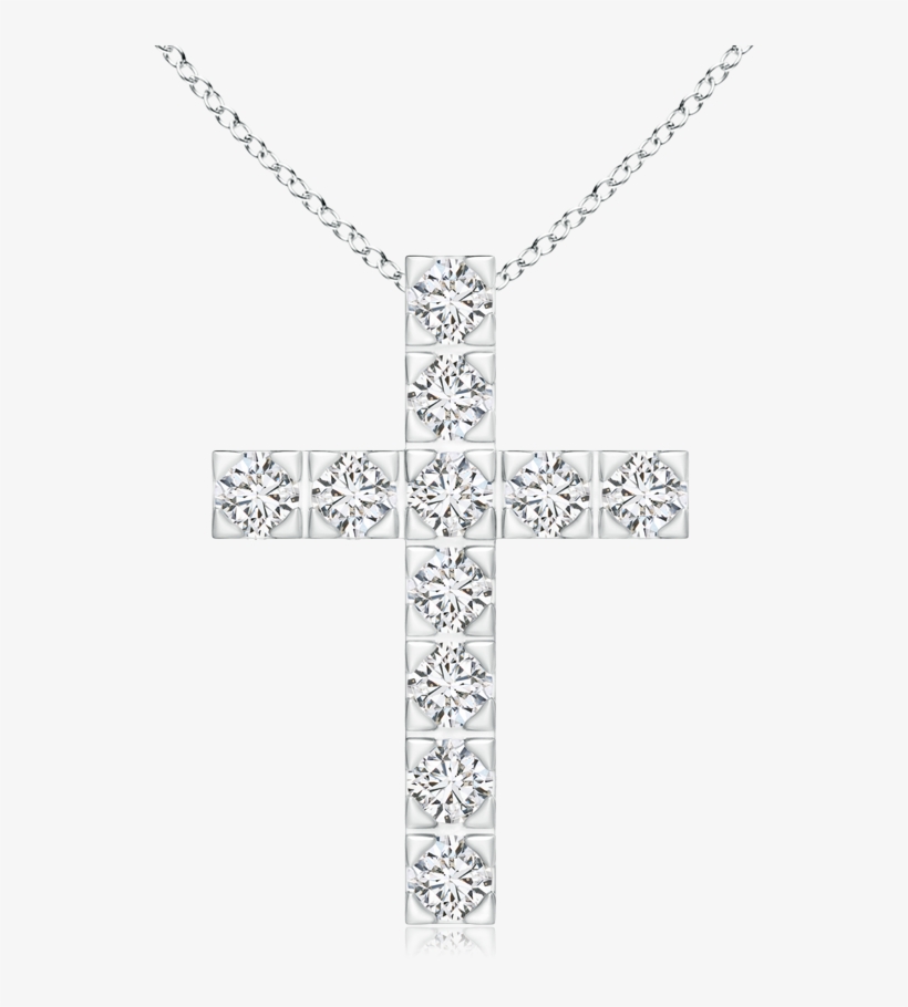 Round Lab Grown Diamond Cross Pendant - Round Lab Grown Diamond Cross Pendant In Yellow Gold, transparent png #1055223