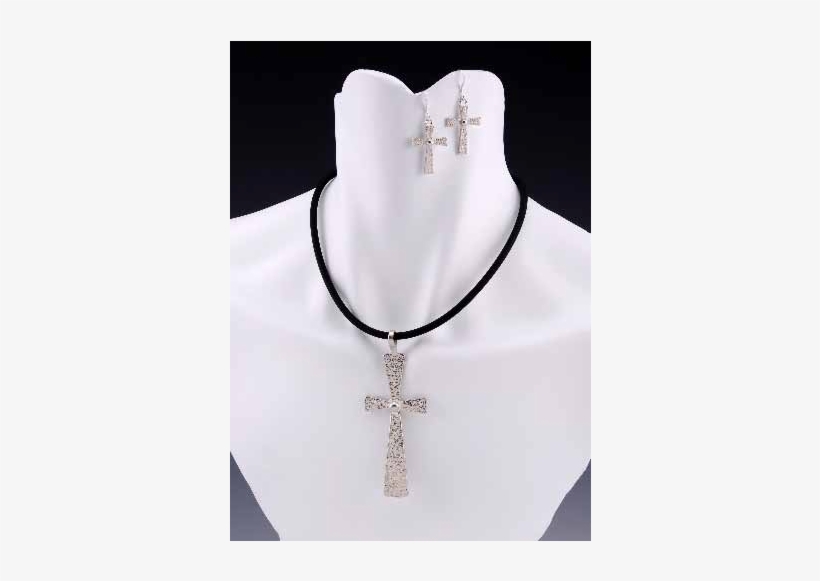 Sterling Silver Cross Necklace And Earring Set - Chain, transparent png #1055264