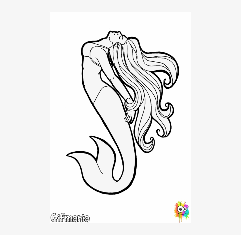 Realistic Mermaid Coloring Pages - Swimming Mermaid Coloring Pages, transparent png #1056020