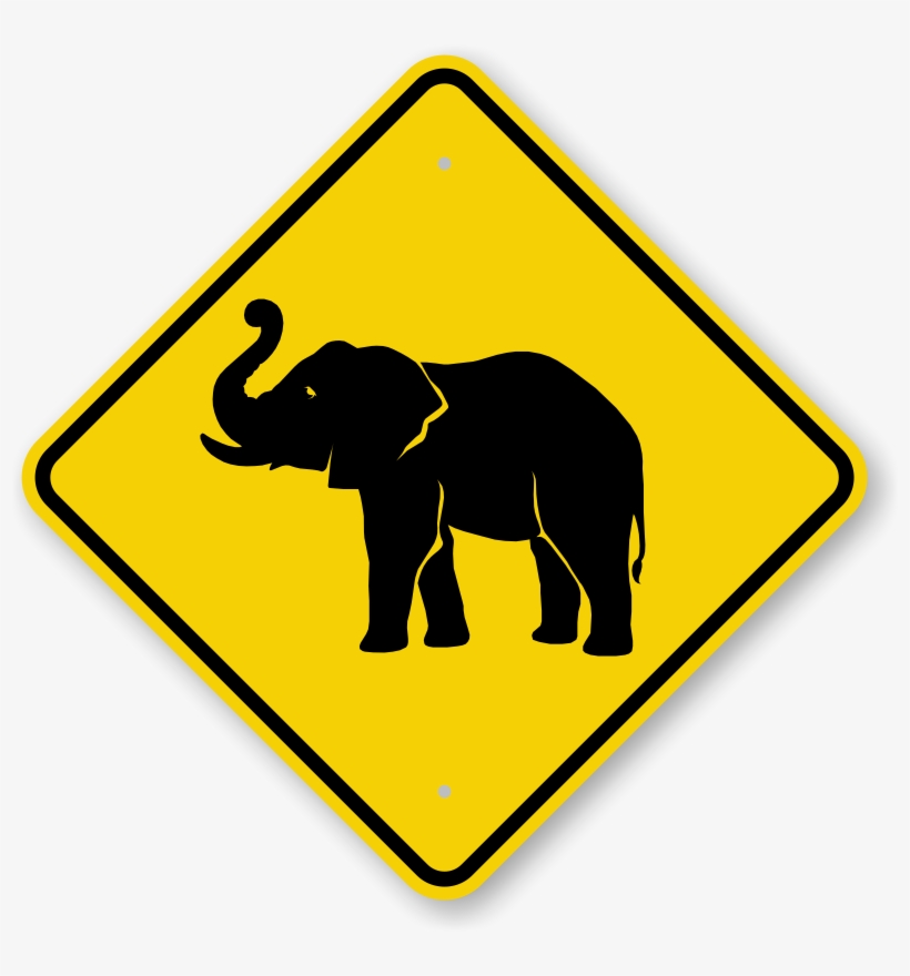 Elephant Crossing Warning Sign - Bear Zone, transparent png #1056182