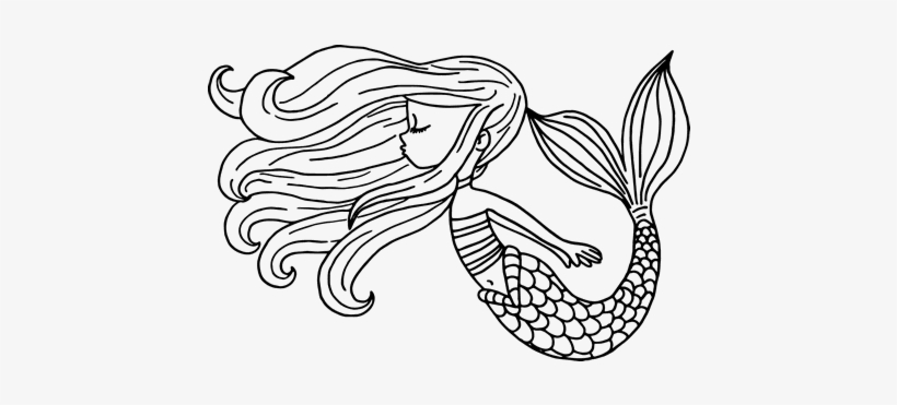 Dibujo De Sirena Flotando Para Colorear - Sirenas Para Colorear Kawaii, transparent png #1056361