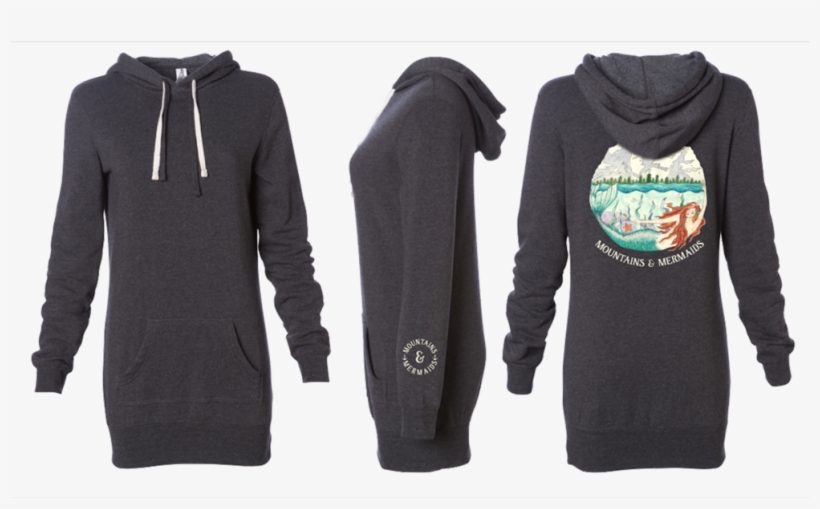 Mountain Mermaid Midweight Hoodie Dress - Hoodie, transparent png #1056445