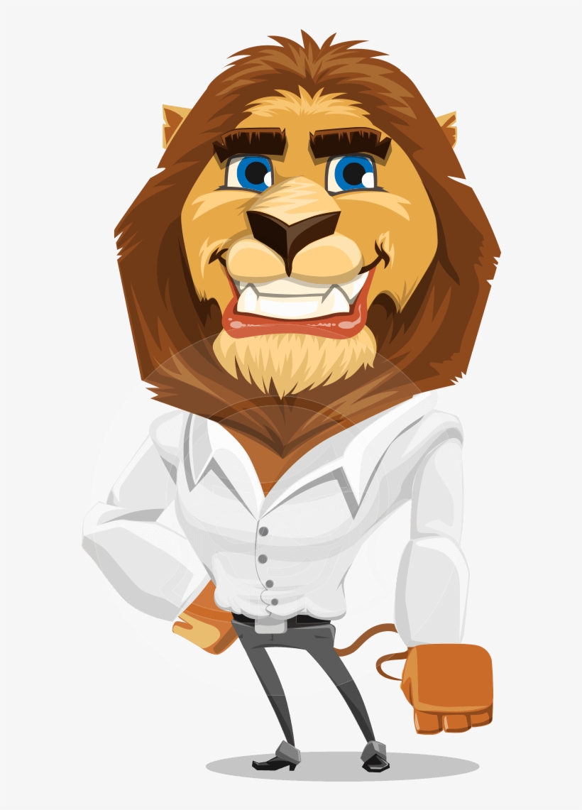 Businessman Lion Character Design - Cartoon Lion Character Design, transparent png #1056676