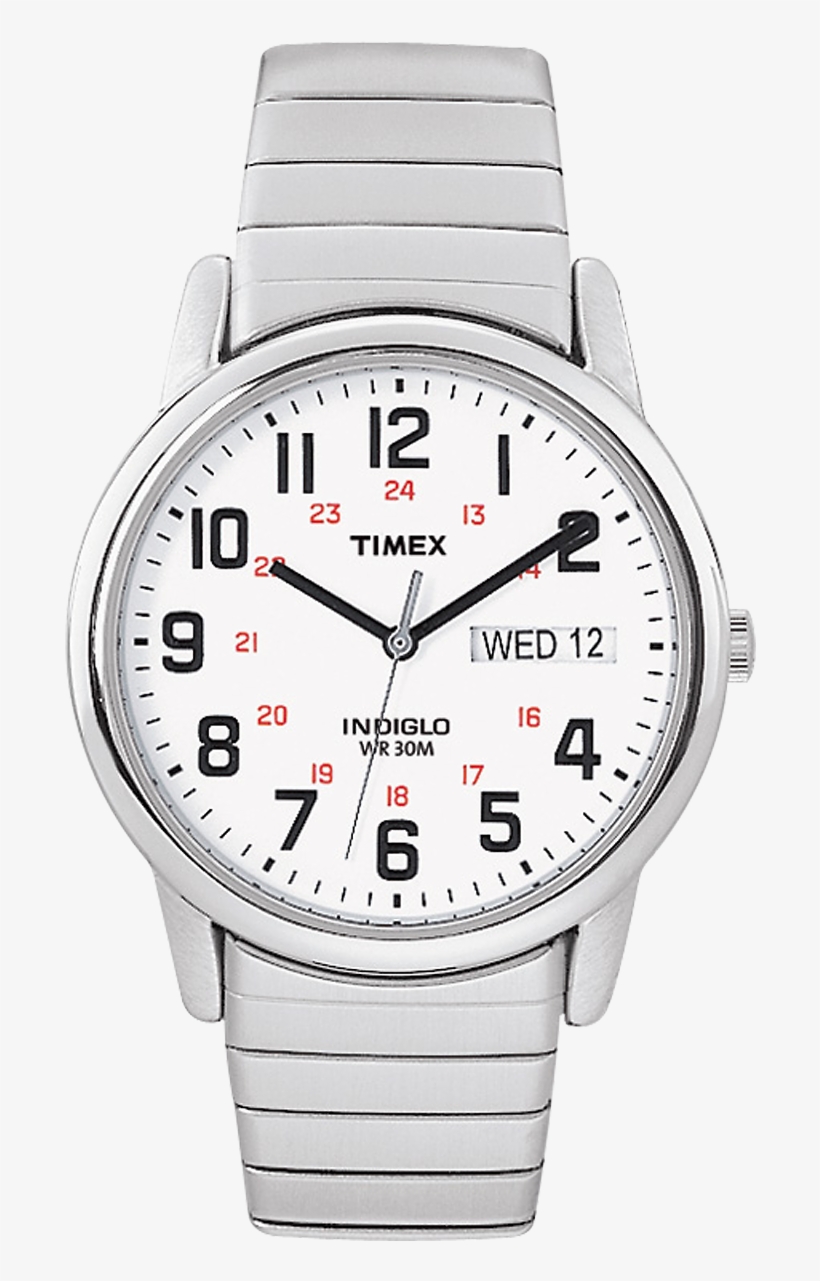 Easy Reader Day Date 35mm Expansion Band Watch - White Dial Men Timex Watch, transparent png #1057499