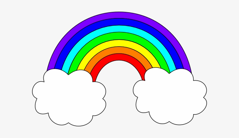 Rainbow With Clouds Clip Art - Rainbow Clipart, transparent png #1058403
