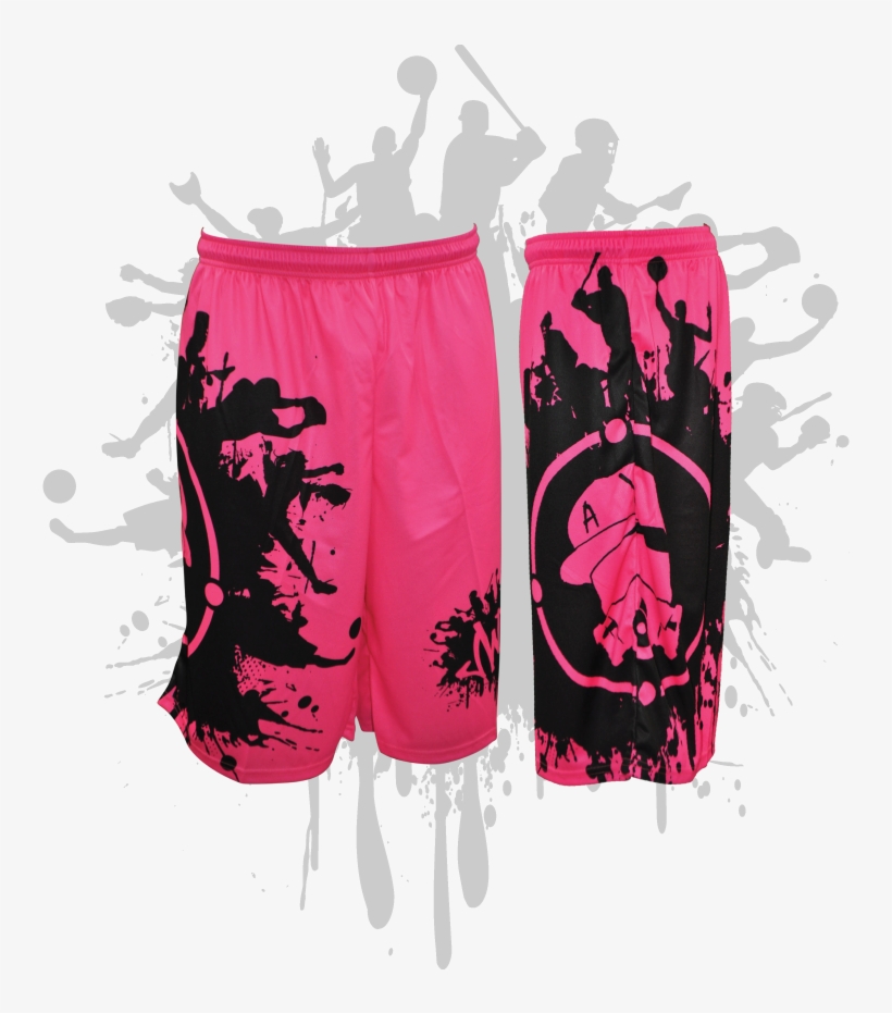 Splatter Splash Mens Full Dye Shorts Neon Pink/black - All The Way Live Softball Bat, transparent png #1058496