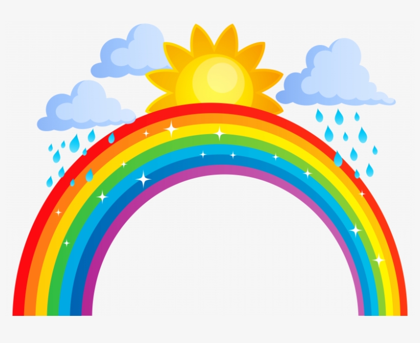 Sun And Rainbow Vector Black And White - Rainbow Clip Art Png, transparent png #1058868