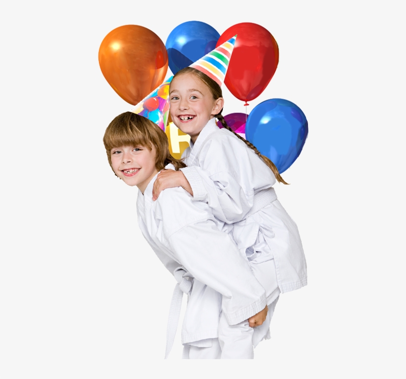 Kids Wearing Birthday Party Hats - Happy Birthday Balloons, transparent png #1059400