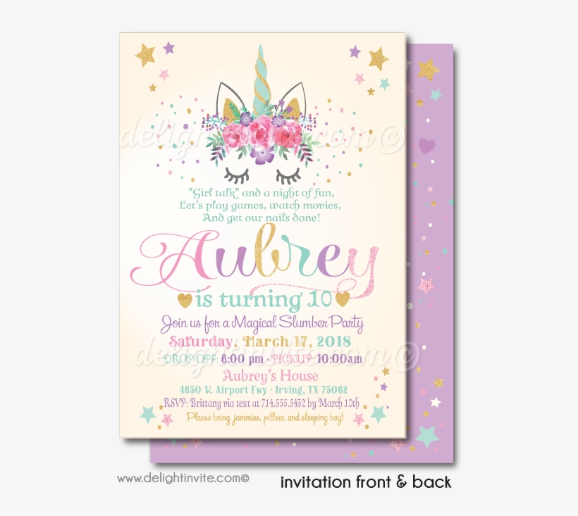 Magical Pastel Colors Unicorn Birthday Invitations - Birthday, transparent png #1059493