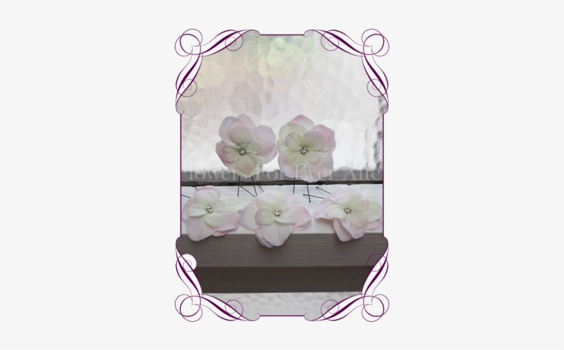 Blush Pink Hydrangea Flower And Bling Hair Pins - Pink Rose Groom Boutonniere, transparent png #1059583