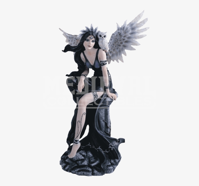 Gothic Angel With Snow Owl Statue - Fallen Angel Statue Figurine, transparent png #1061567