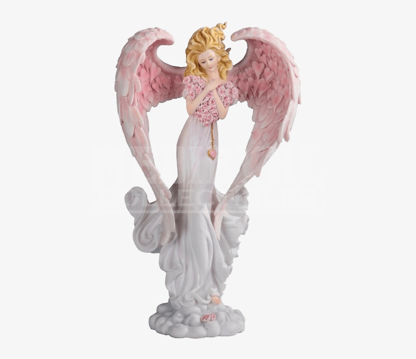 Angel With Pink Roses Statue - Portable Network Graphics, transparent png #1061711