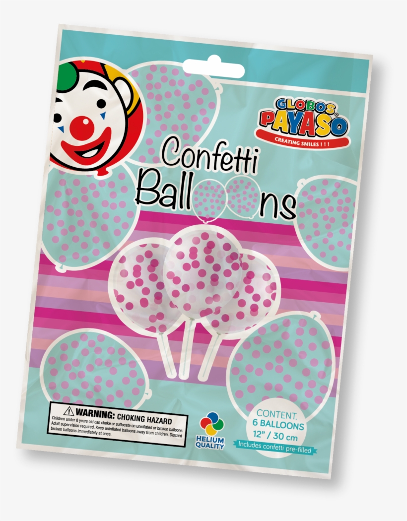 Clear Balloons With Pink Confetti - Globos Payaso, transparent png #1062154