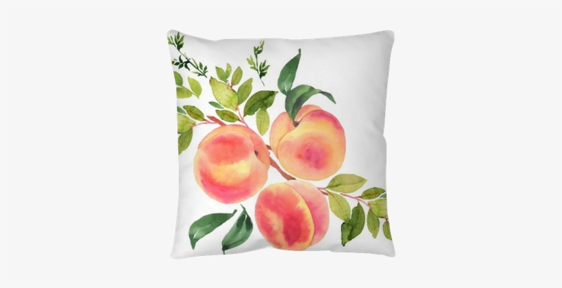 Watercolor Illustration Floor Pillow • Pixers® • We - Peach On Branch Illustration, transparent png #1063831