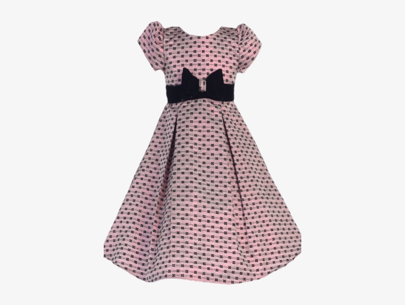 Pink Bow Design Jacquard Girls Pleated Holiday Dress - Dwellstudio Savile Ink Sheet Set Size: King, transparent png #1065082