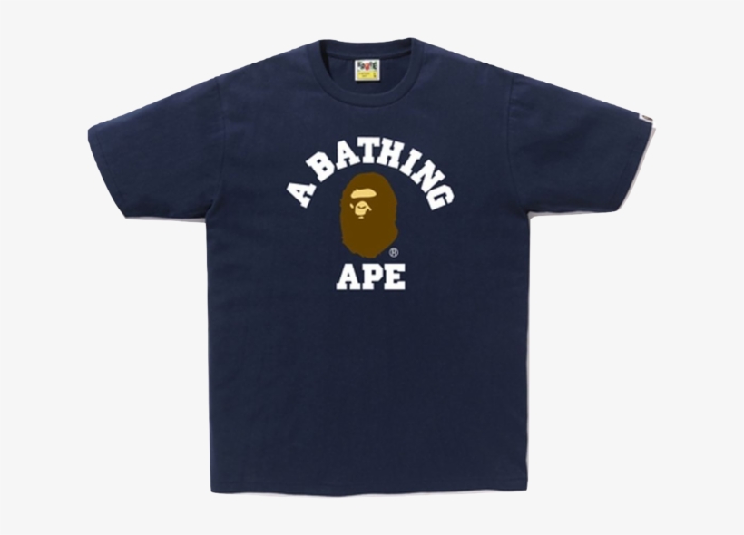 A Bathing Ape College Tee M - Bape College Tee Navy, transparent png #1065255