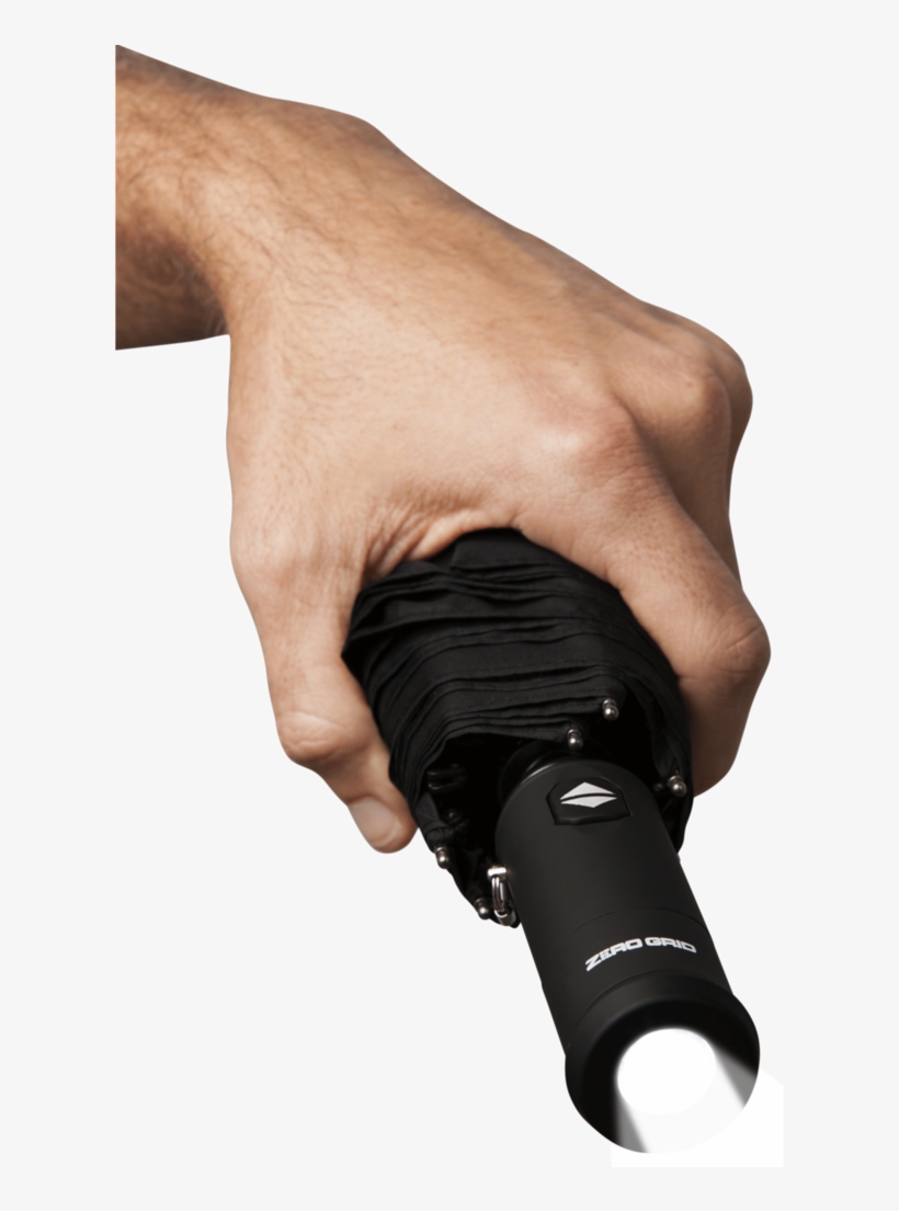 Compact Travel Umbrella With Flashlight - Compact & Automatic Travel Umbrella W/flashlight, transparent png #1066774