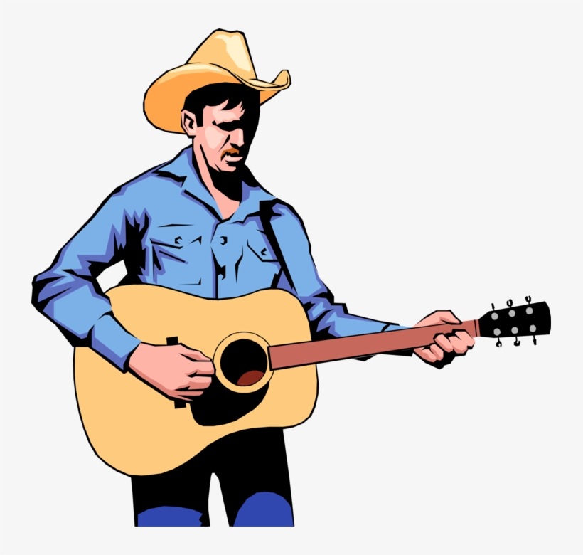 Cowboy Guitar Player Royalty Free Vector Clip Art Illustration - Cowboy Guitar Clip Art, transparent png #1066883