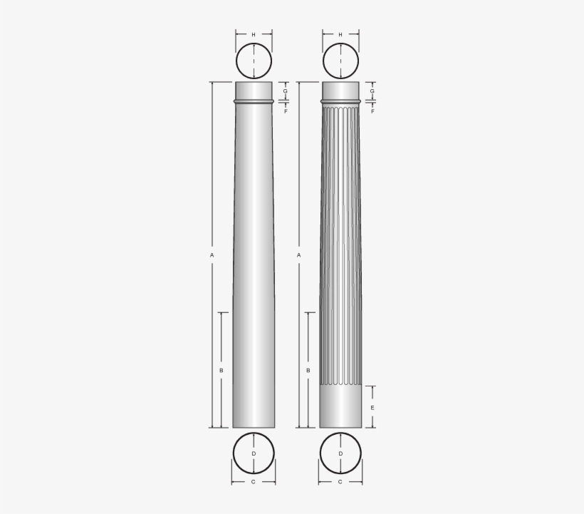 They May Be Ordered In Vignola's Architectural Proportions - Half Round Tapered Column, transparent png #1068055