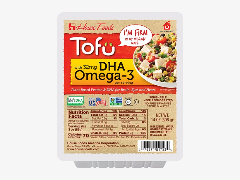 Dha Omega-3 Tofu Firm - House Foods Tofu, Extra Firm - 12 Oz Packet, transparent png #1068195