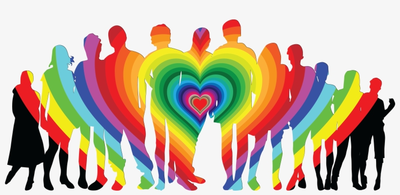 Free Clipart Of A Silhouetted Crowd With A Rainbow - Transparent Dad Boy Png, transparent png #1069296