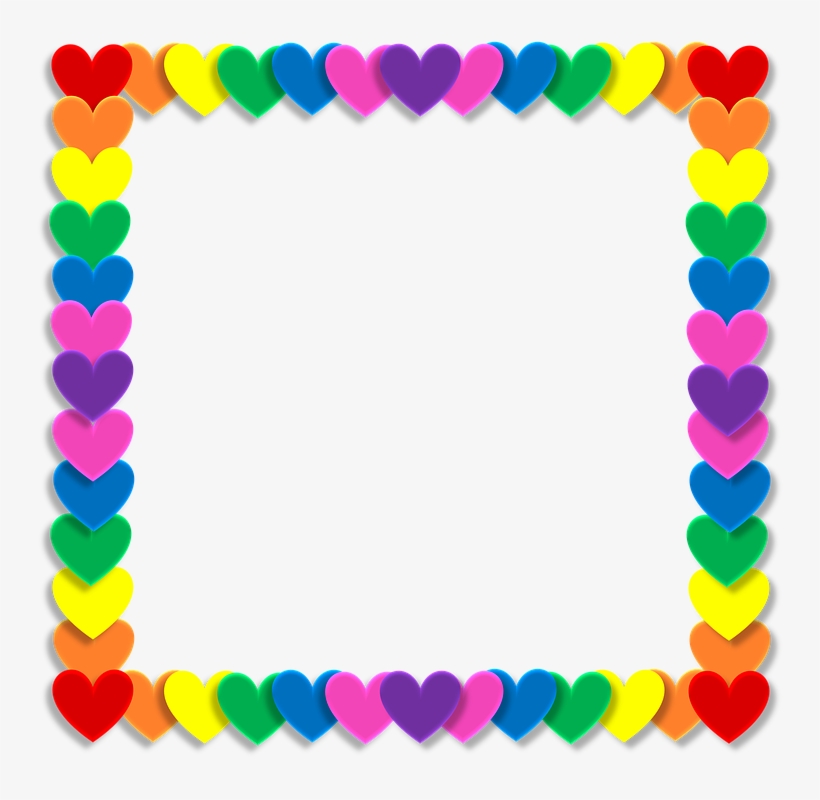 San Valentín, Corazón, El Amor, Marco, Arco Iris, Color - Frame Rainbow Png, transparent png #1069320