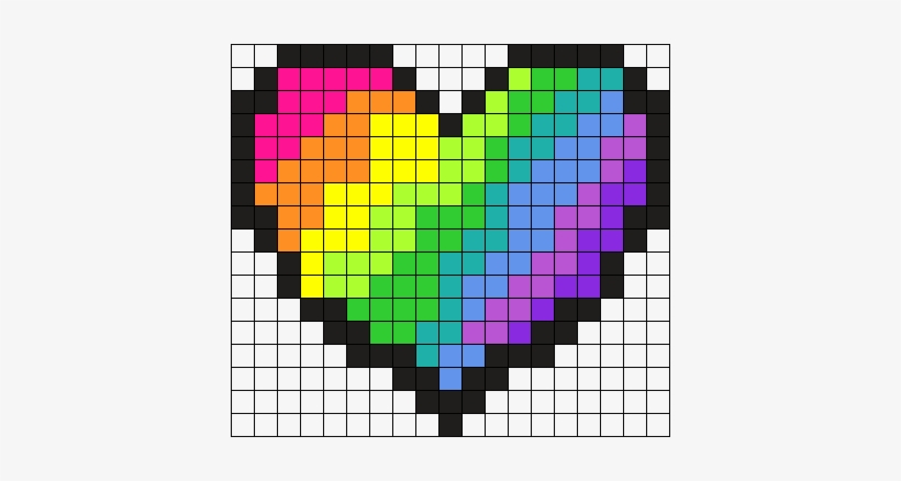 Rainbow Heart Perler Bead Pattern / Bead Sprite - Rainbow Heart Perler Beads, transparent png #1069323