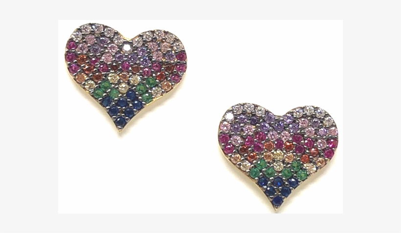 Heart Micro Pave Stud - Silver, transparent png #1069452