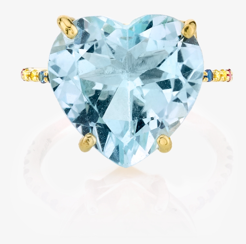 Blue Topaz And Rainbow Heart Ring - Ring, transparent png #1069534