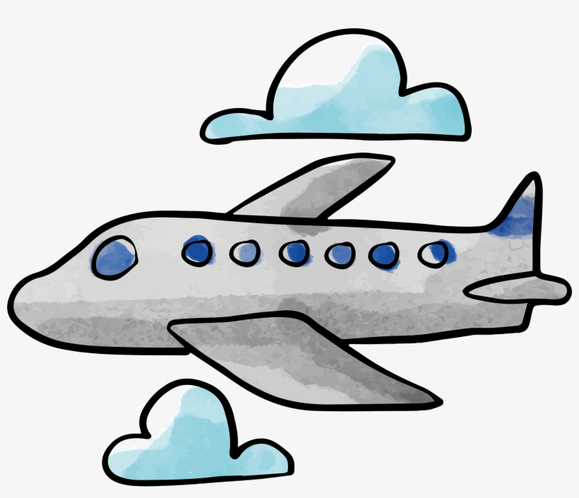 Clip Art Plane Vector Transprent Png - Watercolor Plane Png Free, transparent png #1069557