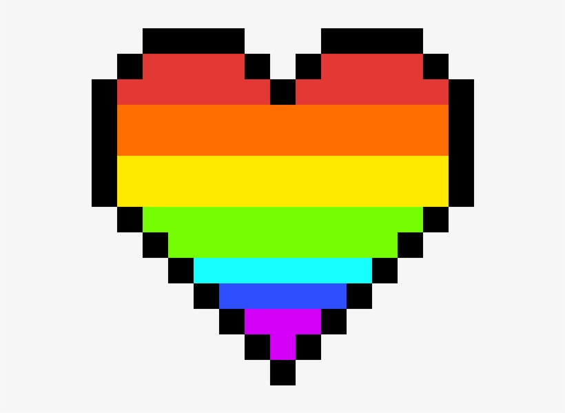 Rainbow Heart - 8 Bit Heart Png Rainbow, transparent png #1069656