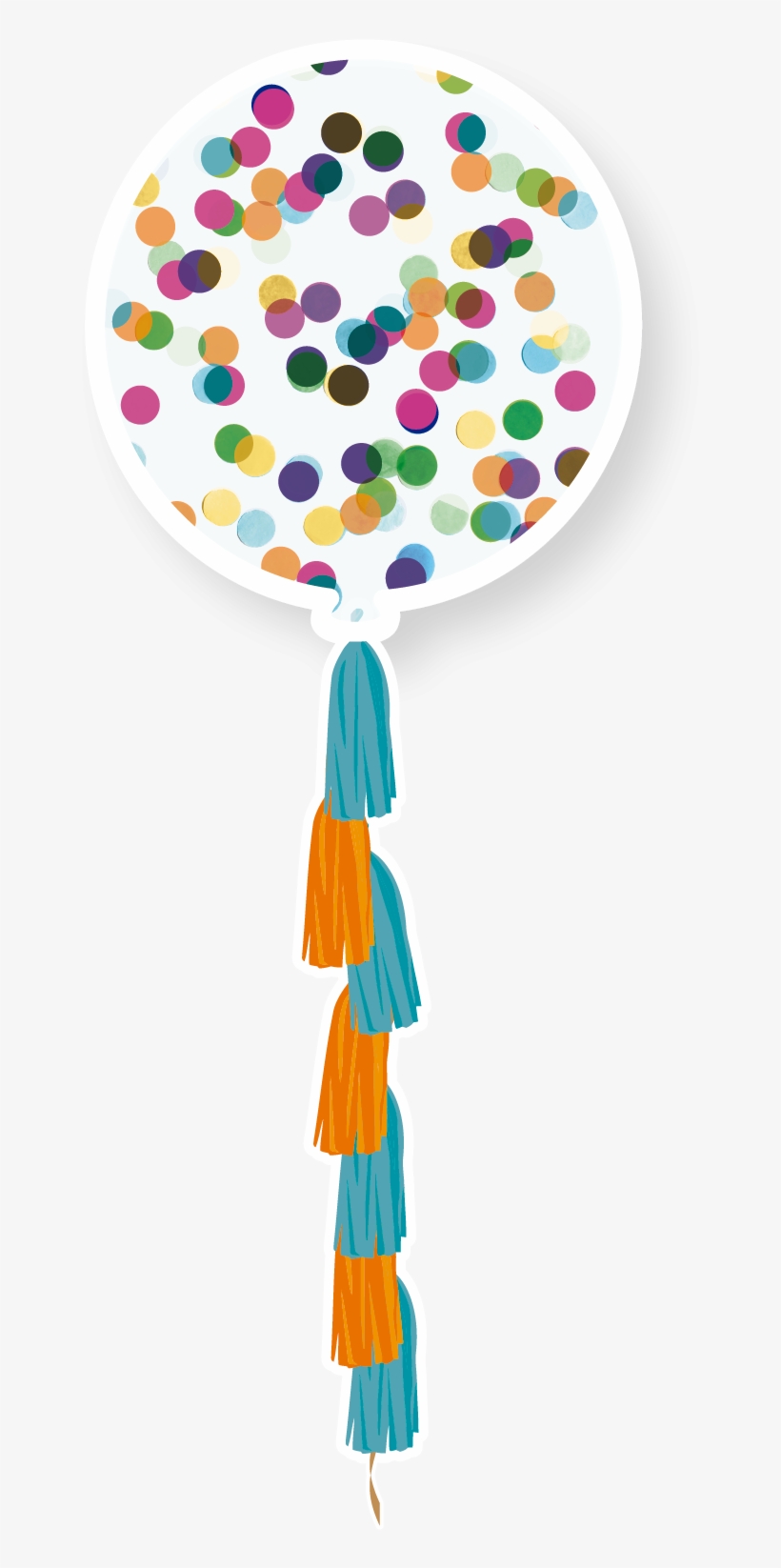 36" Transparent Balloon W/ Multicolor Confetti & Tassle - Transparent Balloon (large), transparent png #1069687