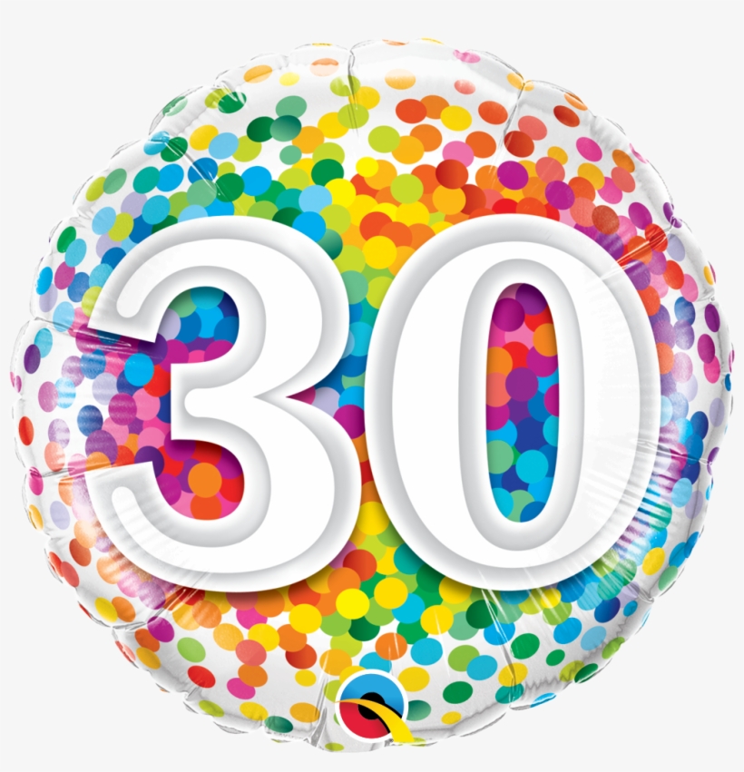 Rainbow Confetti 30th Birthday Balloon - Ballon Anniversaire 40 Ans, transparent png #1070333