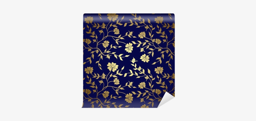 Blue And Gold Floral Texture For Background - Gold And Green Background, transparent png #1070356