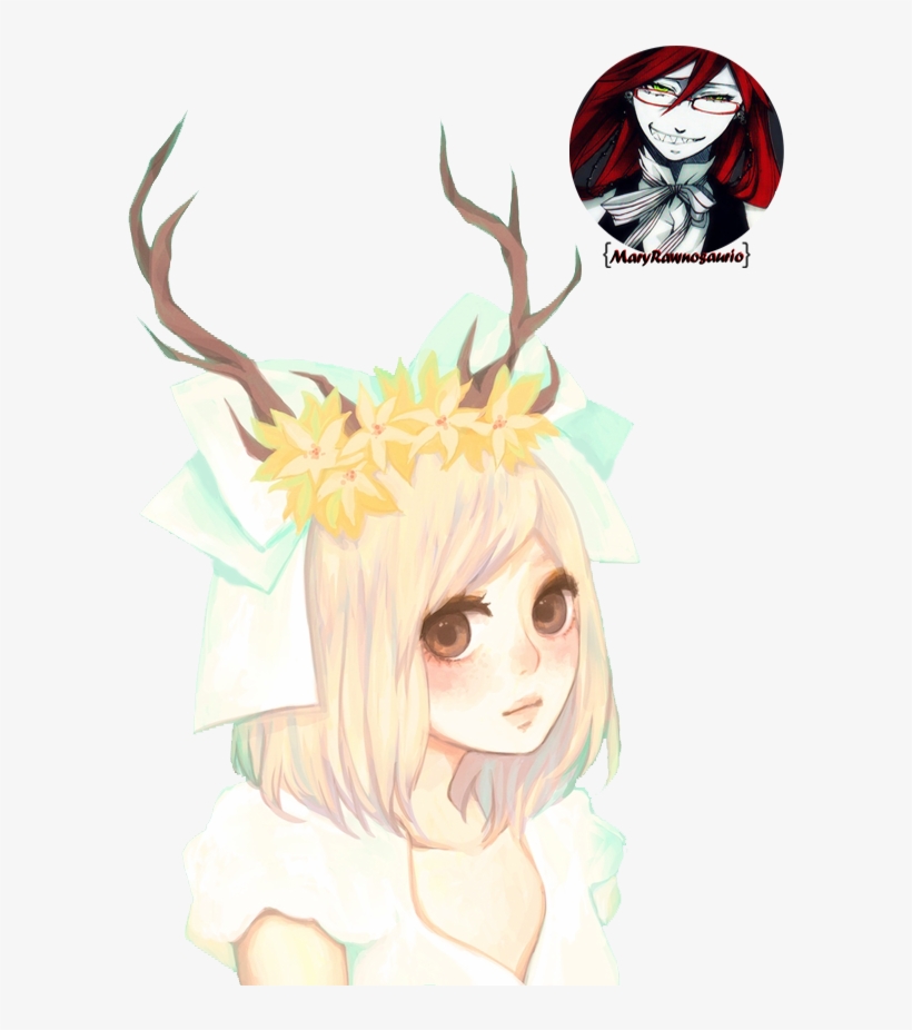 Graphic Black And White Pin By Killer Loli On Art Pinterest - Anime Girl With Antlers, transparent png #1071096