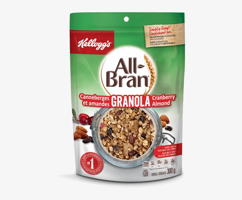 Kellogg's All-bran* Granola Cranberry Almond, 300g, transparent png #1072318