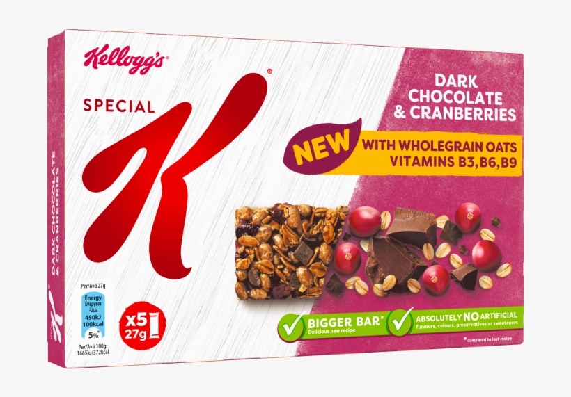 Special K Dark Chocolate & Cranberries - Special K Milk Chocolate Cereal Bar, transparent png #1072800