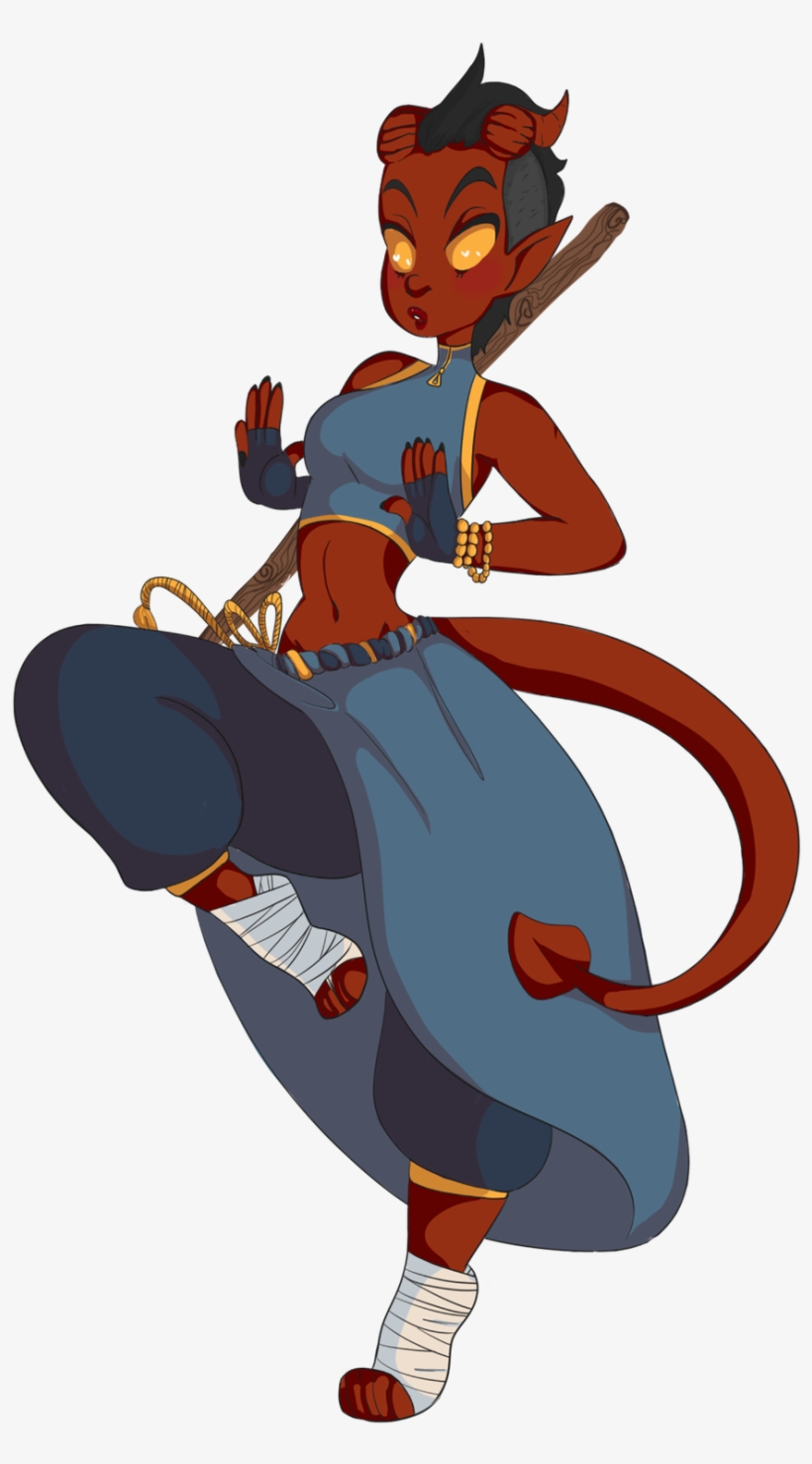 Monk Clipart Pleasant Person - Female Tiefling Monk, transparent png #1073792