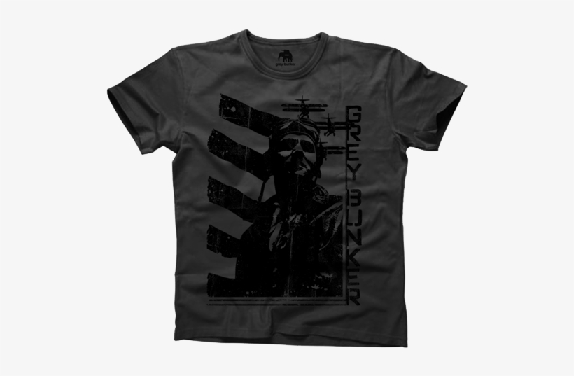 Grey Bunker Charcoal Aviator T Shirt - Monochrome, transparent png #1073853
