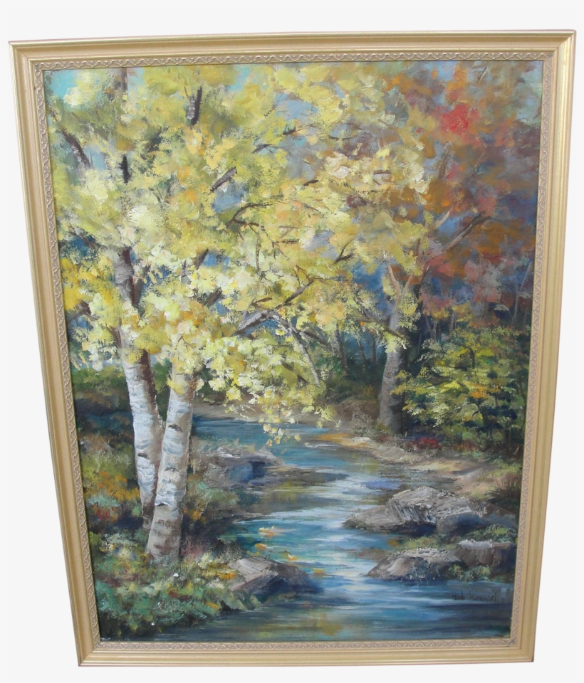 Vintage Impressionist Oil On Board Landscape Painting - Picture Frame, transparent png #1073855