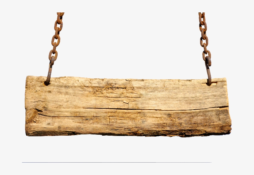 Wooden Board - Wooden Sign On Chain, transparent png #1074265