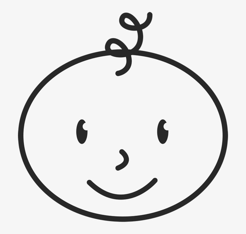 Newborn Baby Face With Curly-q Stamp - Timer Silhouette, transparent png #1076549