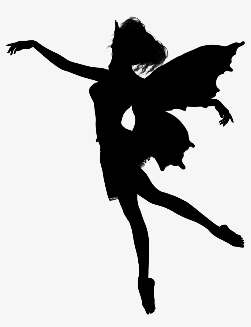 Free Simple Tinkerbell Silhouette - Dancing Fairy Silhouette, transparent png #1076805