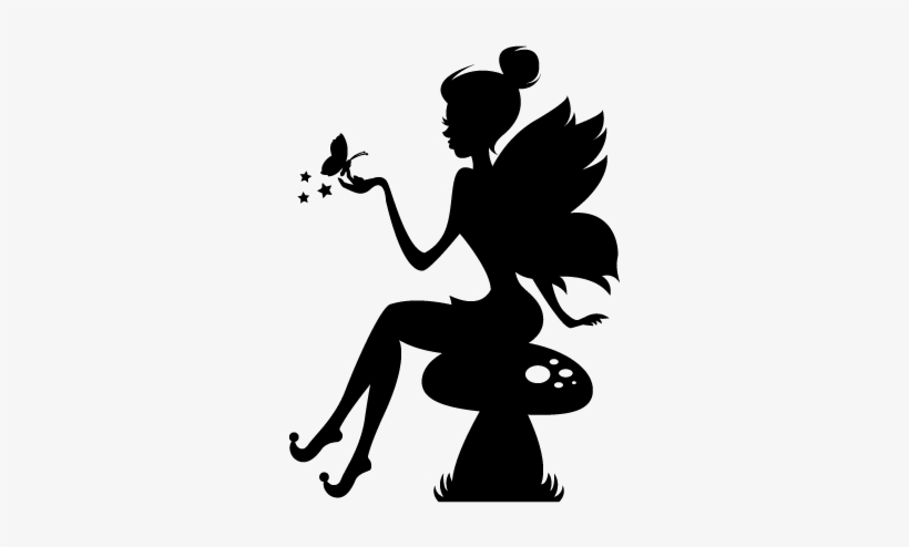 Tinker Bell Lady Fairy Silhouette - Fairy Mushroom Silhouette, transparent png #1076913
