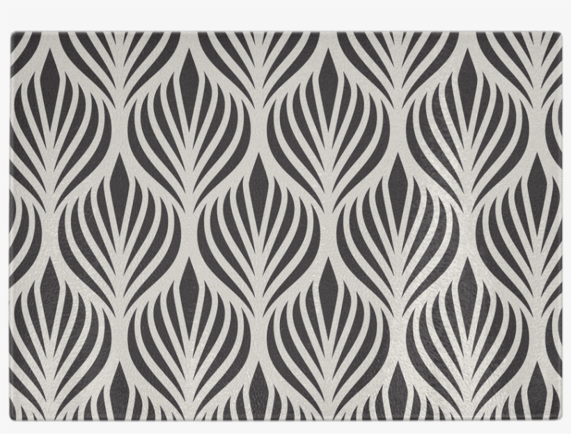 Modern Leaf Print Glass Cutting Board, Black/tan - Lou Brown Designs Personalised Anniversary Fleur House, transparent png #1077179