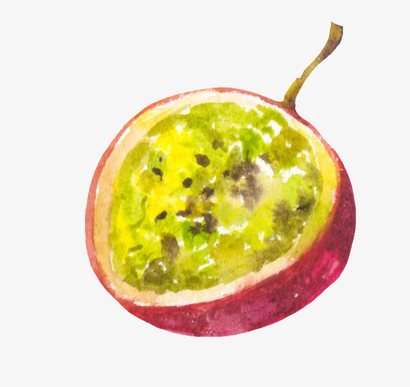 Hand Painted Cut Passion Fruit Png Transparent - Portable Network Graphics, transparent png #1077204